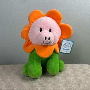 Applause Pig in Flower Costume Plush Stuffed Animal Toy Pink Orange Green